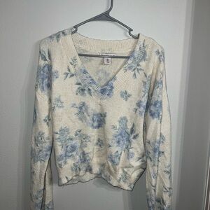 Sincerely Jules Blue Floral V-Neck Sweater
